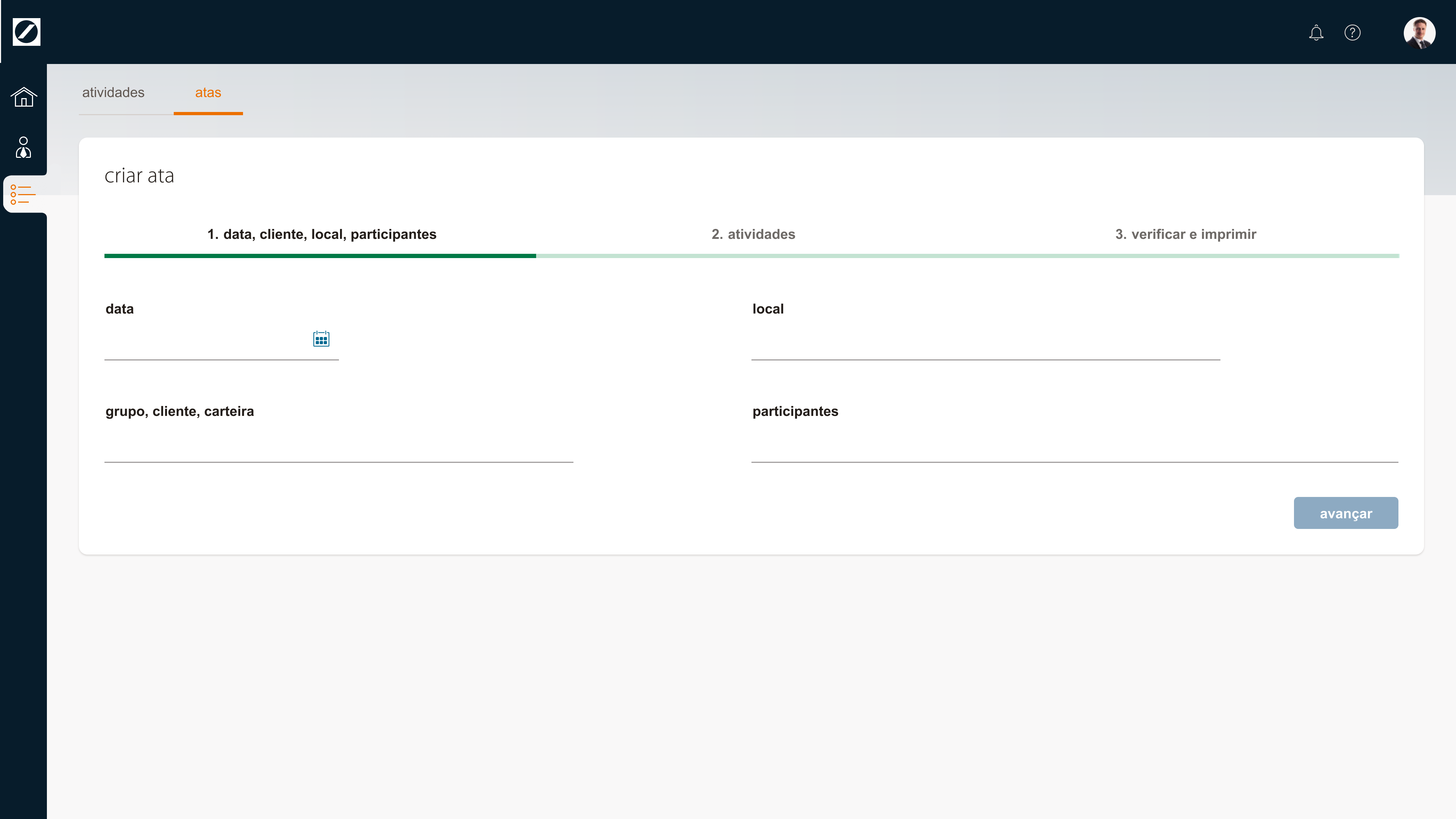 Versão final da tela de atas (trabalho de UX/UI)